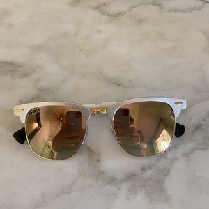 Rose gold reflective club master sunglasses RayBan